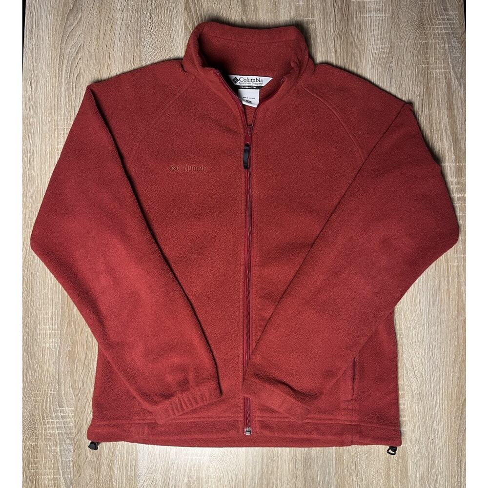 Columbia Womens Fleece Full Zip Up Jacket Size Medium Red Outdoor